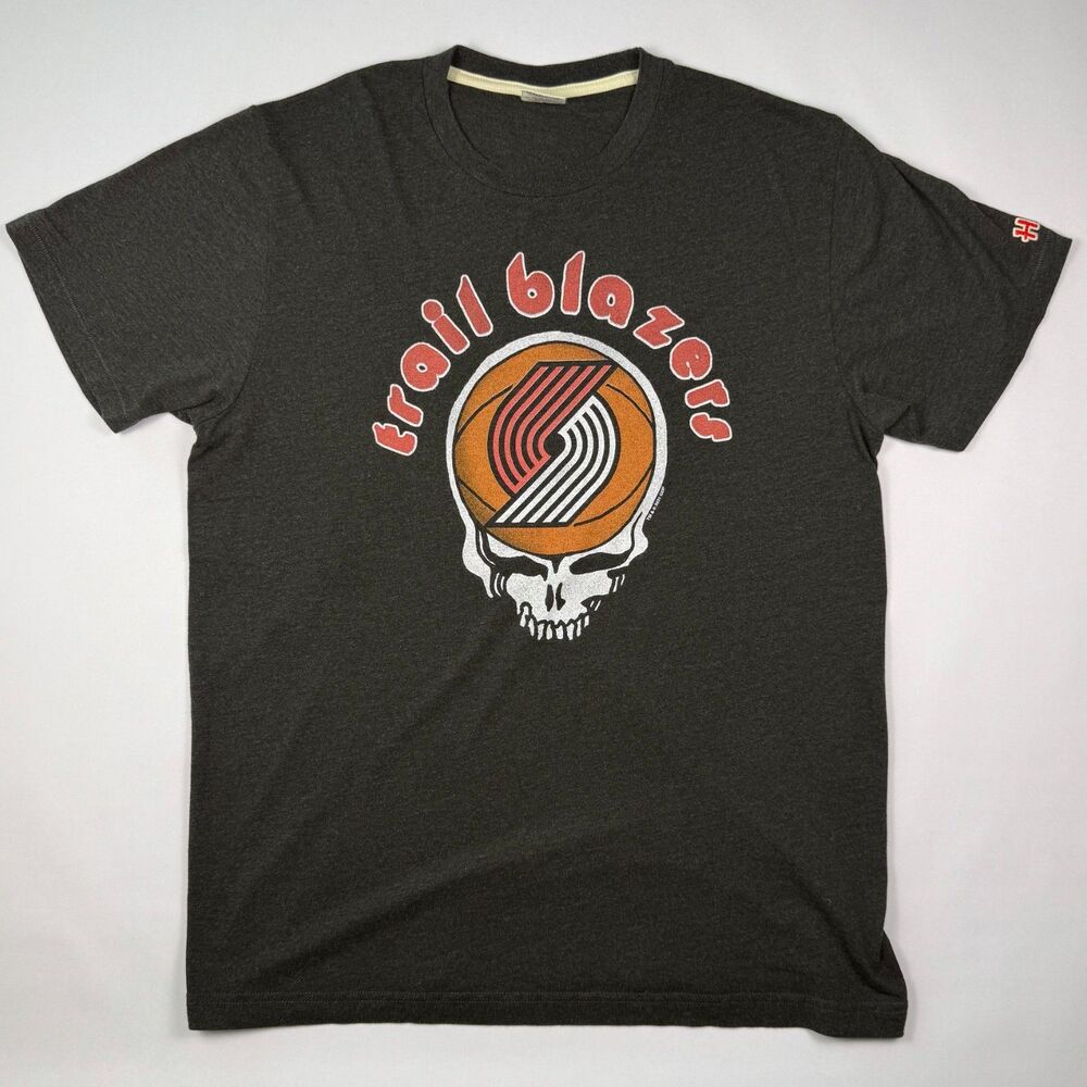 Homage Grateful Dead Portland Trail Blazers Stealie T-Shirt Large Gray NBA Tee